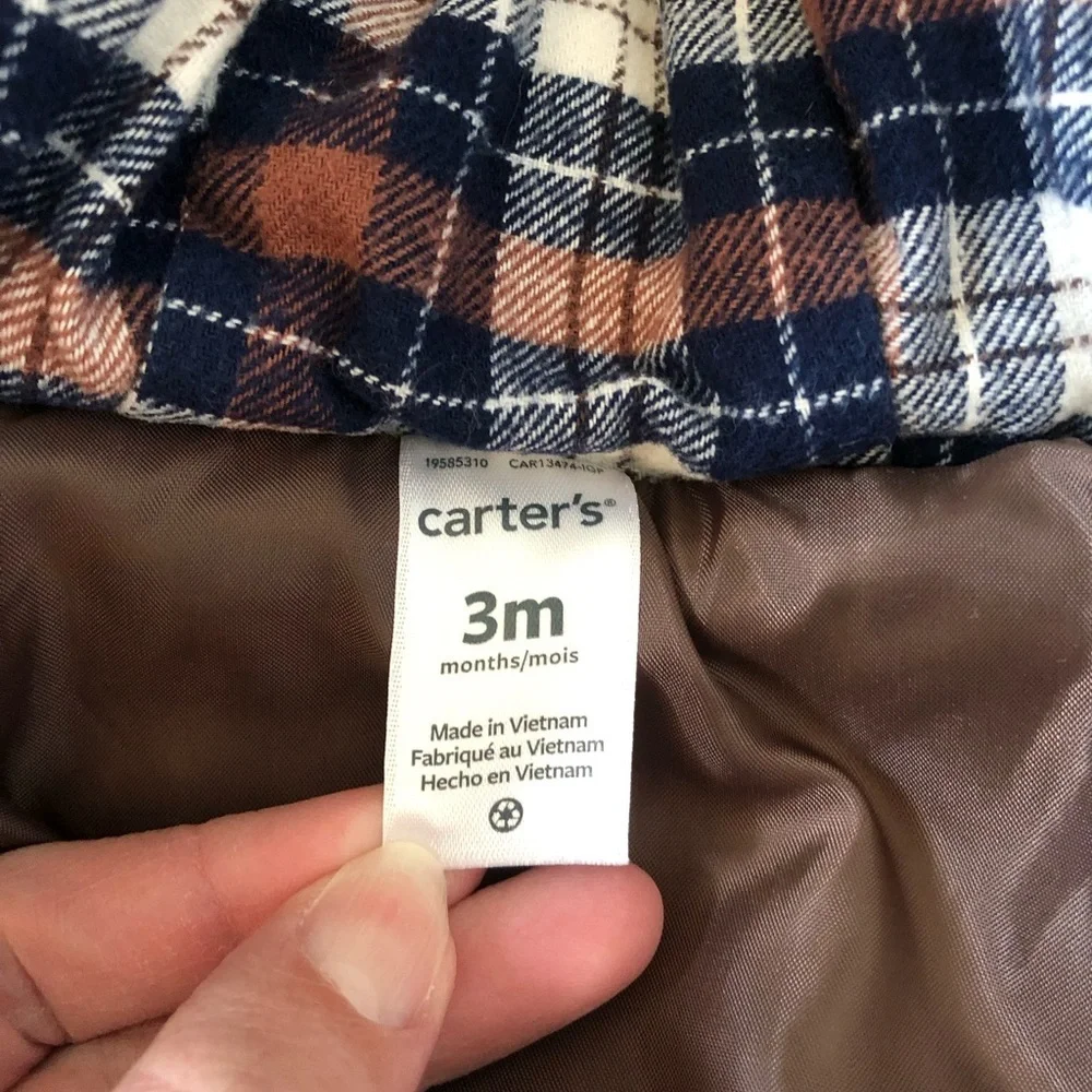 *NWOT* Carter’s 3-6M Brown Quilted Puffer Jacket Snap Buttons w/Pockets & Hood